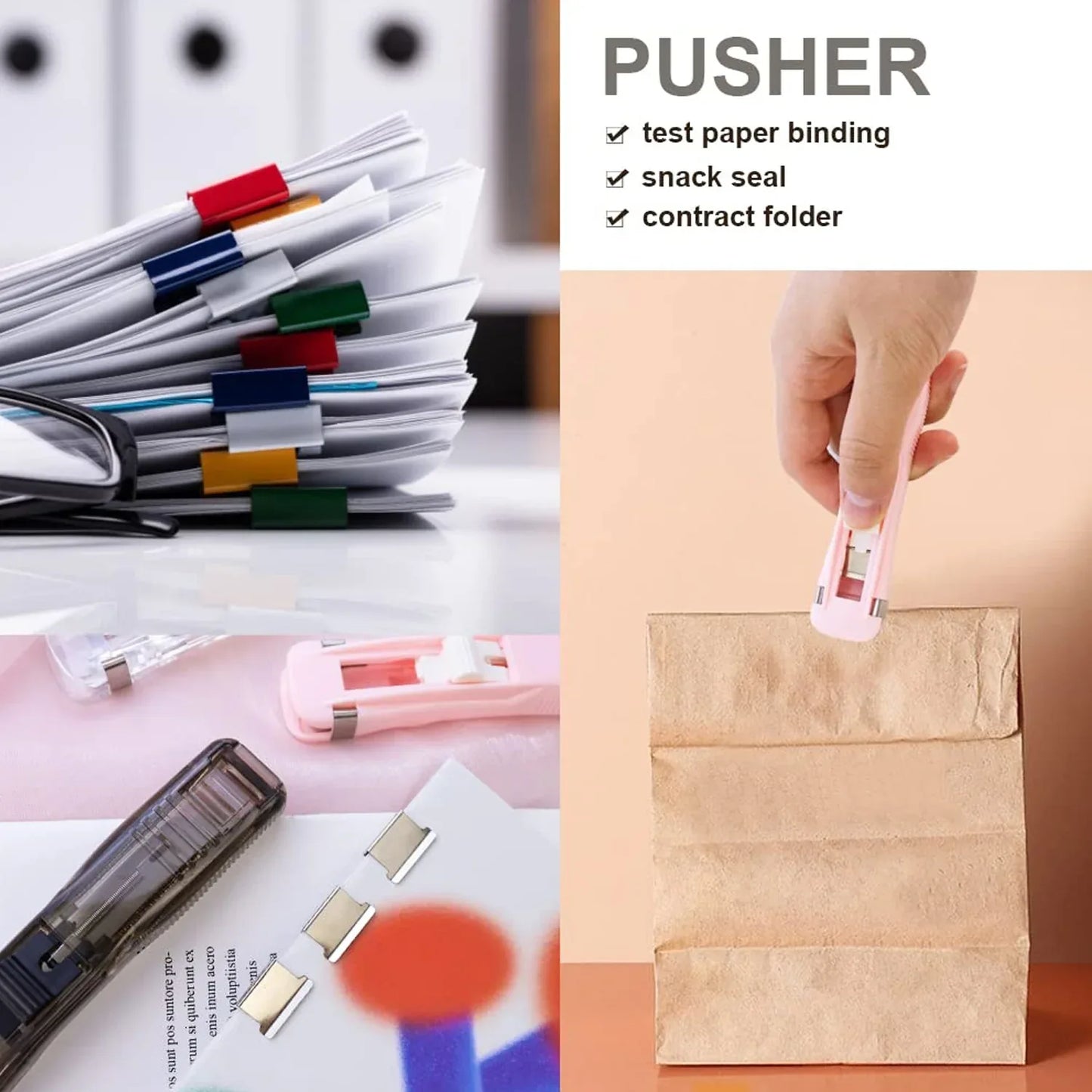 Portable Paper Clamp With 8 Pcs Clip Dispenser Handheld Paper Fast Clam (1 Set) - Zidbik