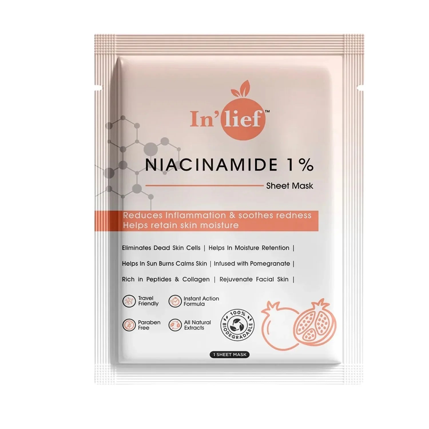 Inlief Niacinamide 1 Hydrating Calming Facial Sheet Mask (1 Pc) - Zidbik