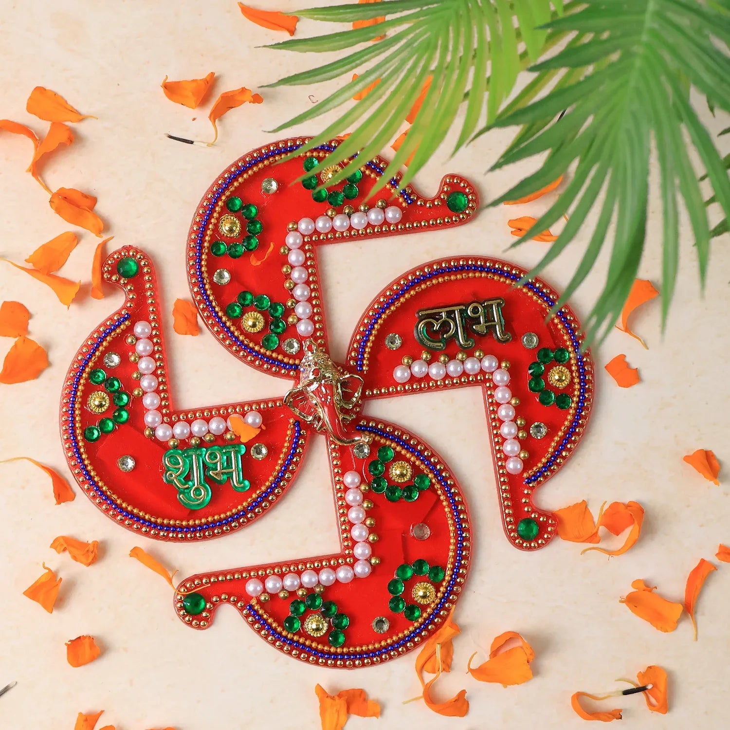 Acrylic Swastik Shubh Labh Wall Hanging (1 Pc) - Zidbik