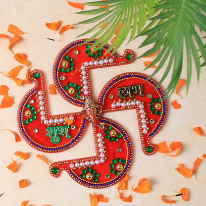 Acrylic Swastik Shubh Labh Wall Hanging (1 Pc) - Zidbik