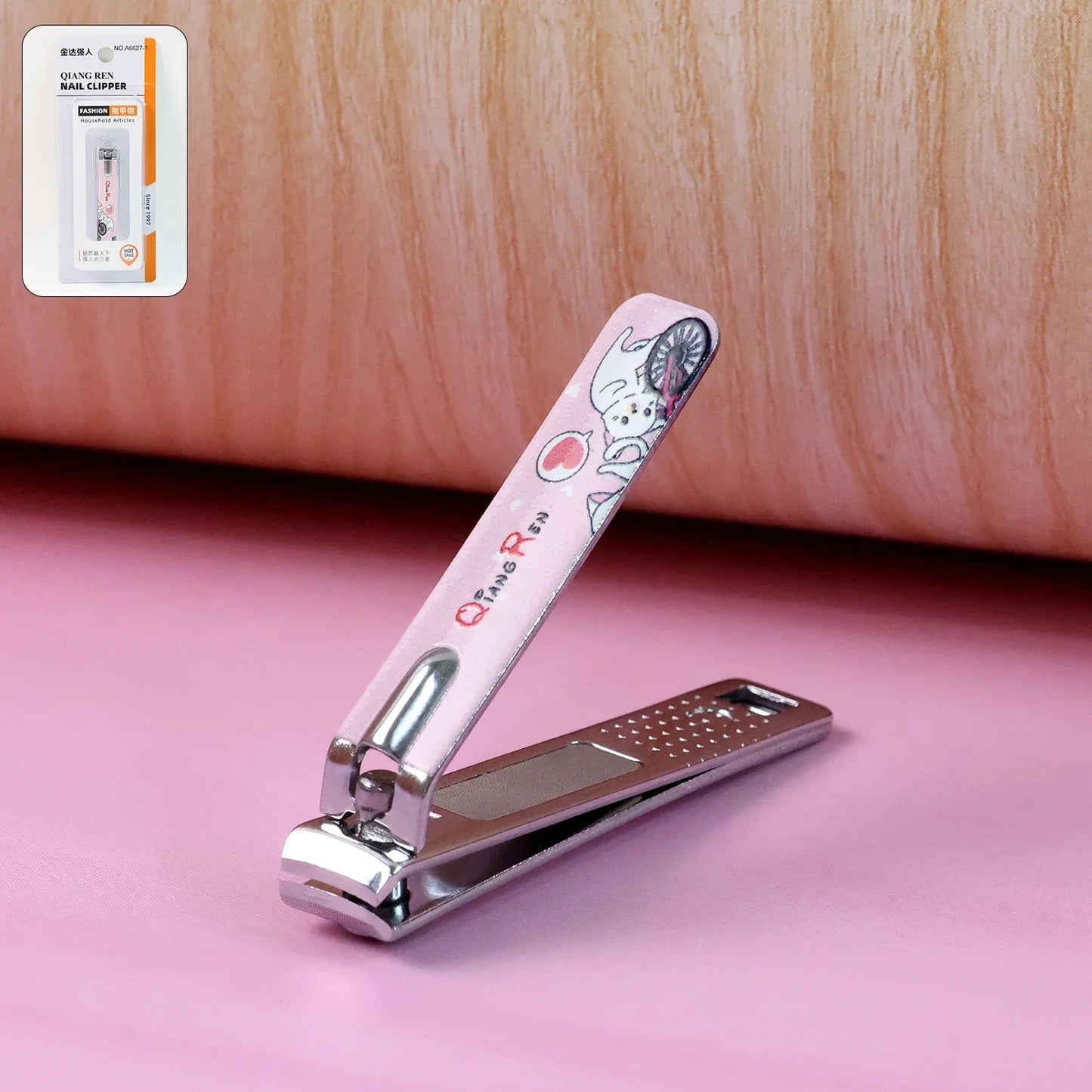 Cute Nail Clipper With Nail Catcher Nail File - Stainless Steel (1 Pc) - Zidbik