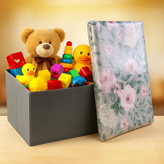Premium Foldable Storage Box With Floral Lid (1 Pc) - Zidbik