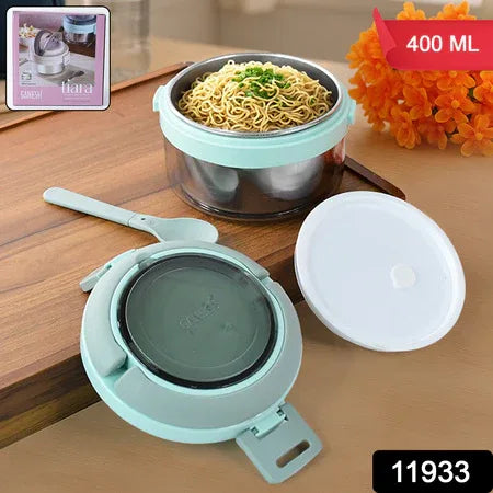 Ganesh Tiara 400ml Stainless Steel Insulated Lunch Box With Leakproof Lid Folding Spoon - Zidbik