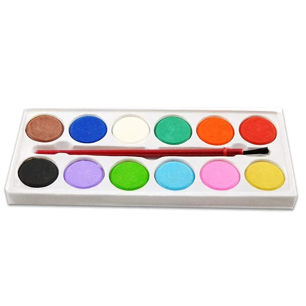 1123 Painting Water Color Kit - 12 Shades And Paint Brush (13 Pcs) - Zidbik
