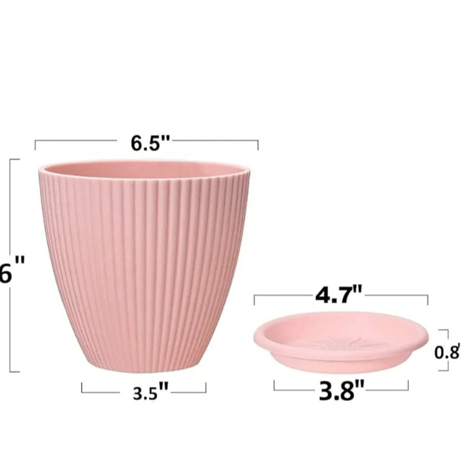 Plastic Flower Pot With Bottom Tray (5 Pcs Set) - Zidbik