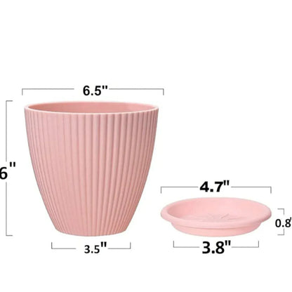 Plastic Flower Pot With Bottom Tray (5 Pcs Set) - Zidbik