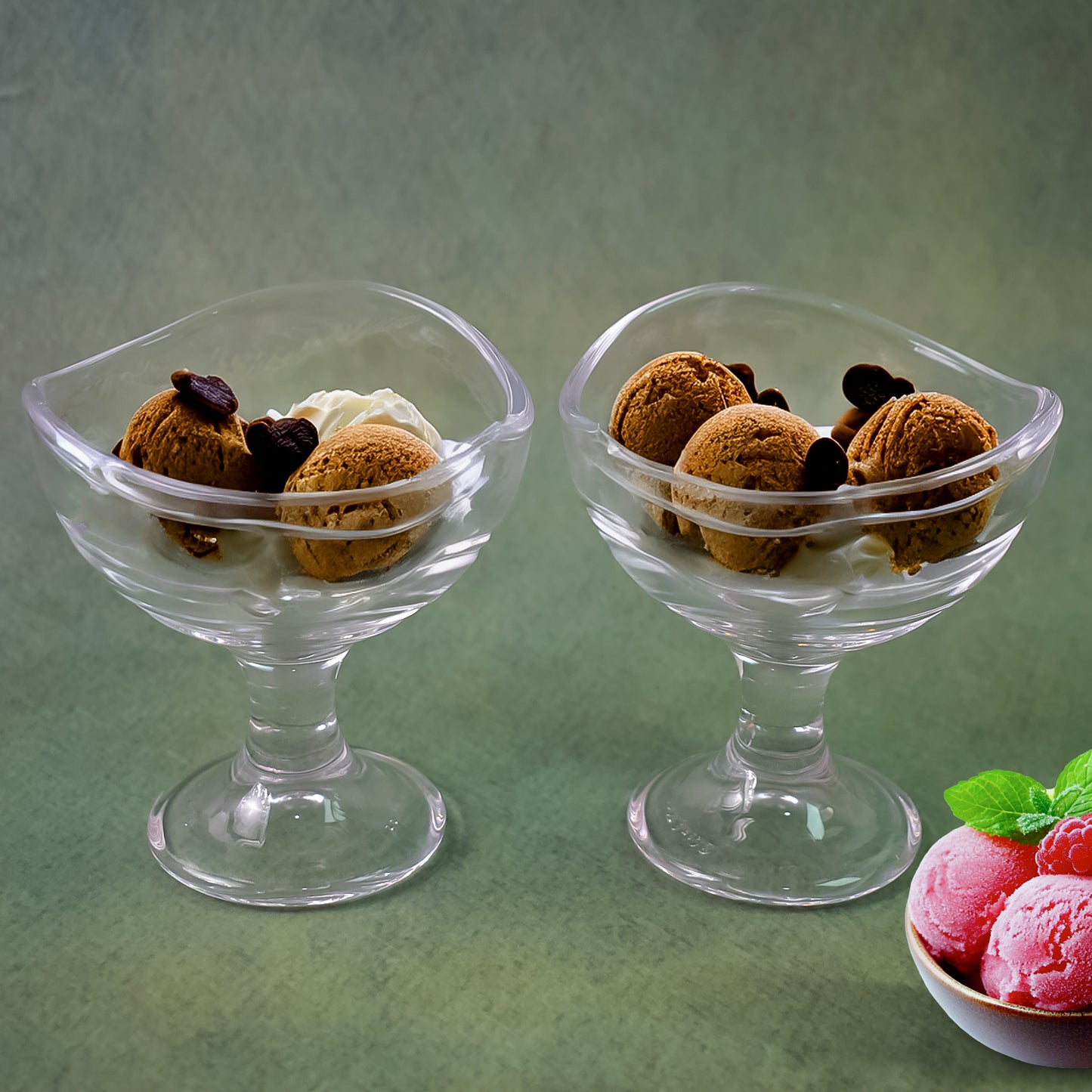 Glass Footed Dessert Bowl Ice Cream Cup (2 Pcs Set) - Zidbik