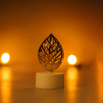 Decorative Golden Leaf Shaped Flameless Led Candles (4 Pc) - Zidbik