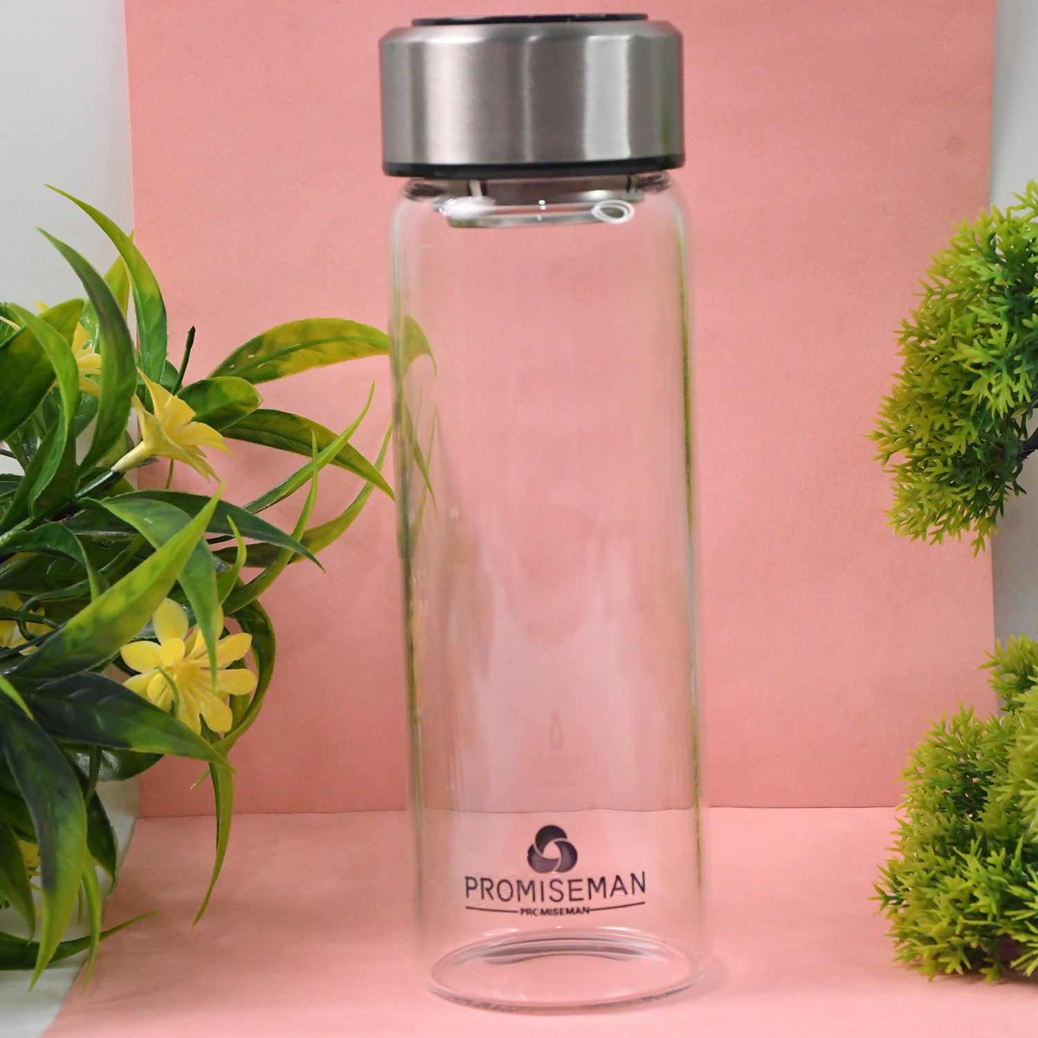 Outdoor Sport Glass Water Bottle  With Steel Lid  500 Ml Approx) - Zidbik