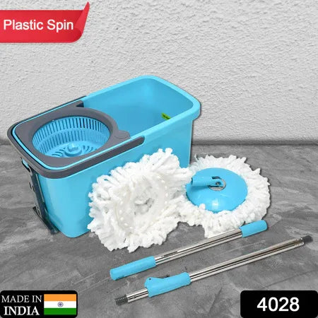 4028 Quick Spin Mop Plastic Spin Bucket Floor Cleaning Easy Wheels Big Bucket Floor Cleaning Mop With Bucket - Zidbik