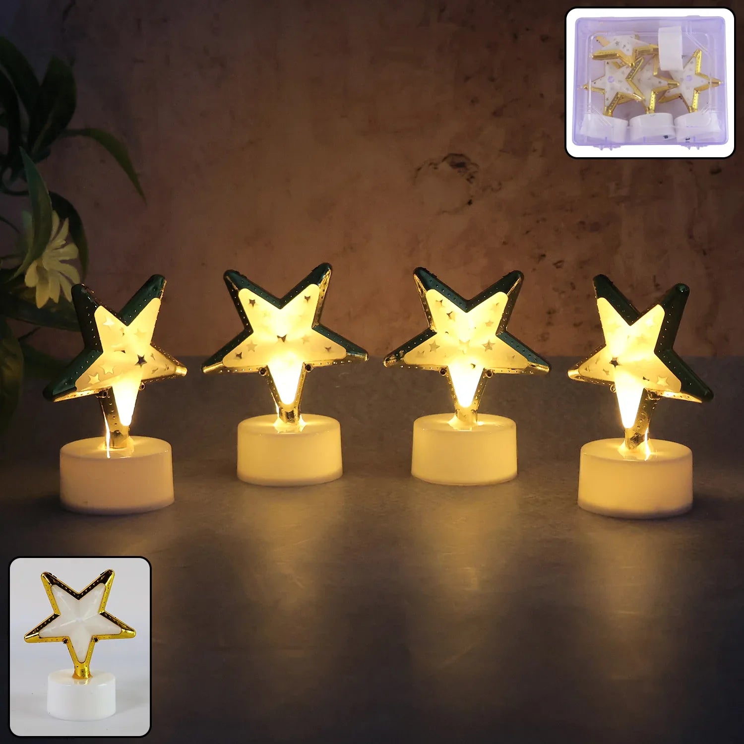 Decorative Star Shaped Flameless Led Candles (4 Pc) - Zidbik