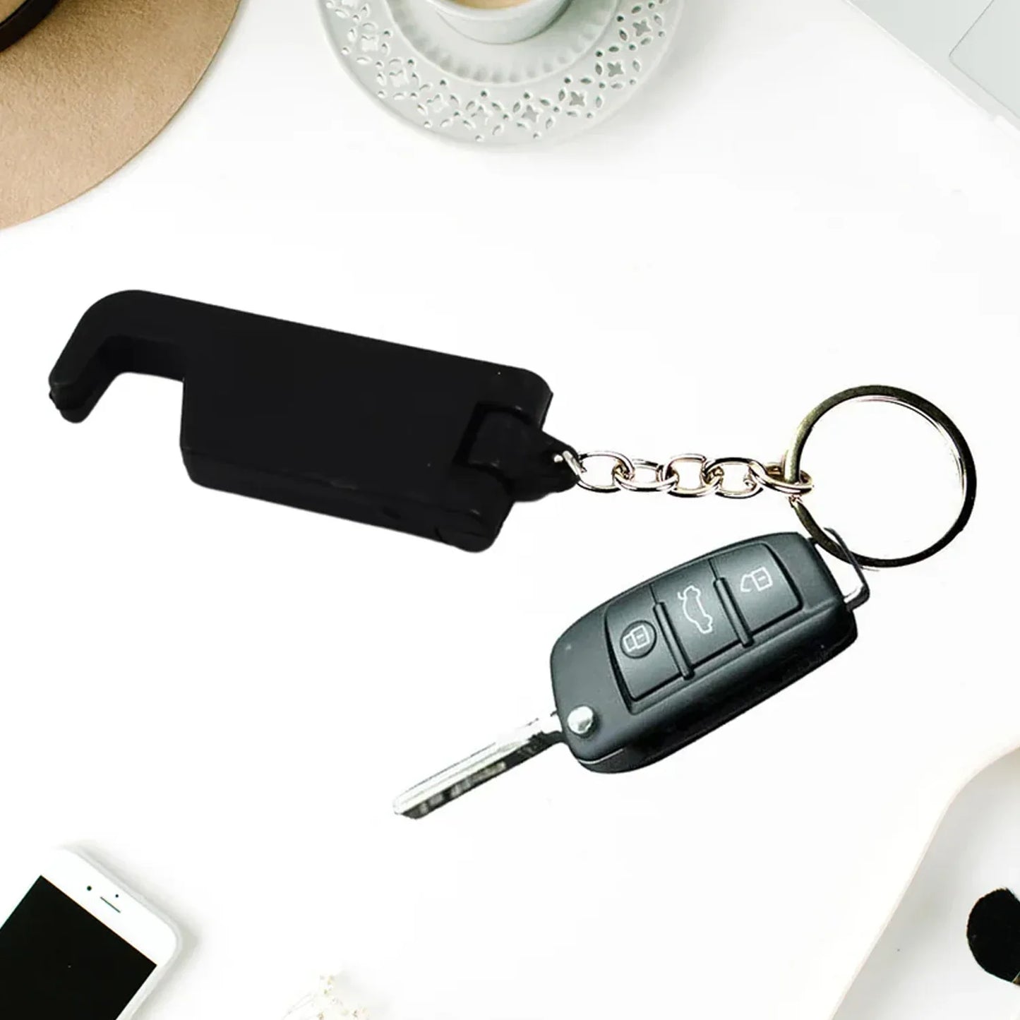 2 In 1 Plastic Keychain With Mobile Stand Phone Holder (5 Pcs Set Multicolor) - Zidbik