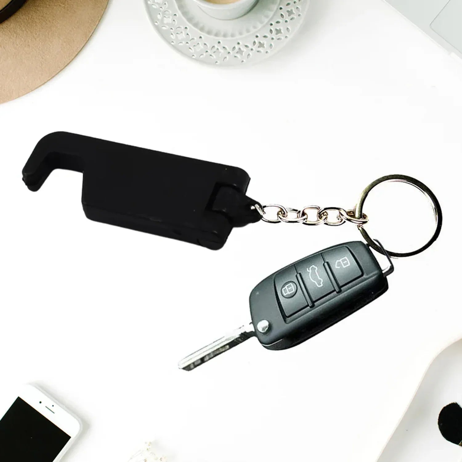 2 In 1 Plastic Keychain With Mobile Stand Phone Holder (5 Pcs Set Multicolor) - Zidbik