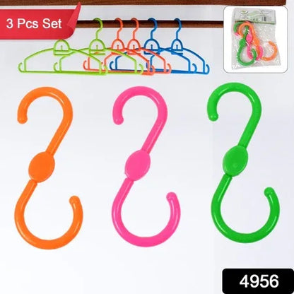 S Shape Plastic Hooks Hanger For Hanging Cloth (3 Pcs Set) - Zidbik