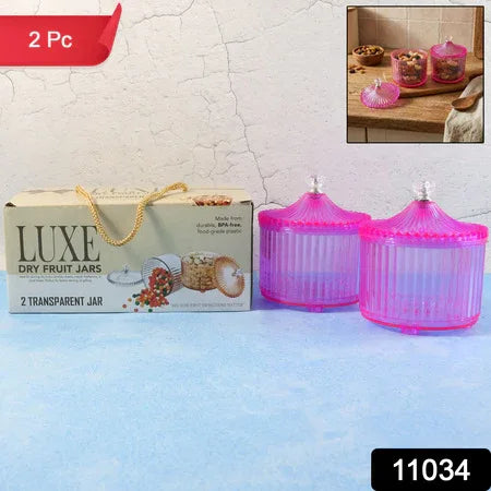 Plastic Luxury Transparent Dry Fruit Storage Jars (2 Pc) - Zidbik