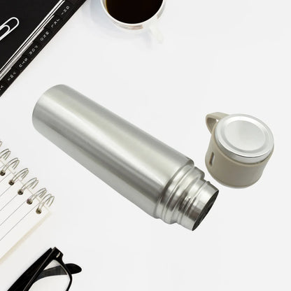2834 Stainless Steel Vacuum Flask Set With 3 Steel Cups Combo For Coffee Hot Drink And Cold Water Flask Ideal Gifting Travel Friendly Latest Flask Bottle. (500ml) - Zidbik