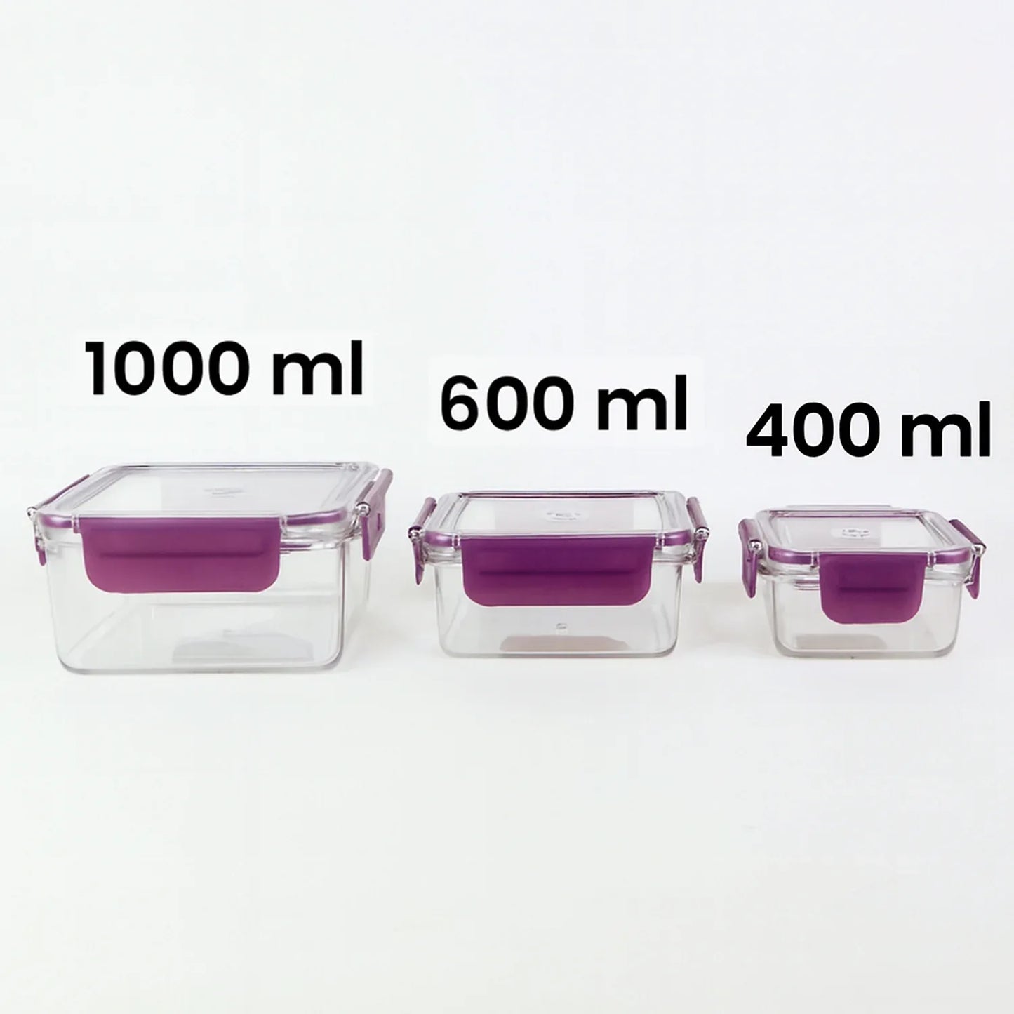 Airtight Square Food Storage Container Set (3 Pc) - Zidbik