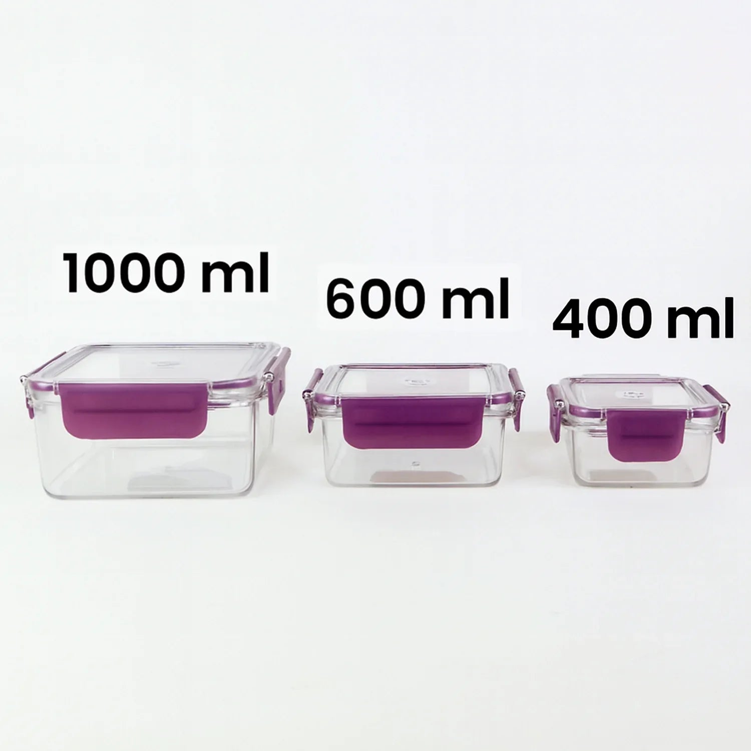 Airtight Square Food Storage Container Set (3 Pc) - Zidbik