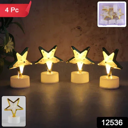 Decorative Star Shaped Flameless Led Candles (4 Pc) - Zidbik