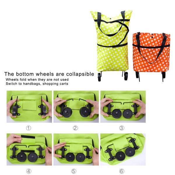 1652 Folding Cart Bags Trolley Shopping Bag For Travel Luggage - Zidbik