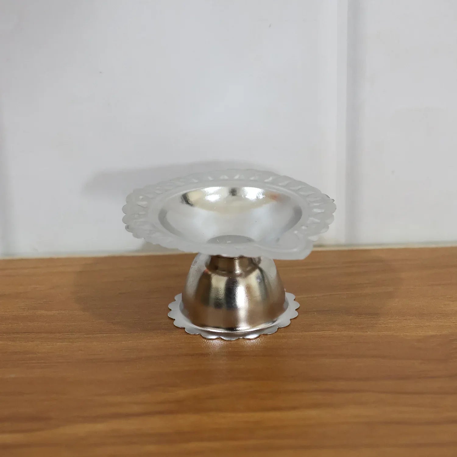 Stainless Steel Traditional Puja Diya Stand (1 Pc) - Zidbik