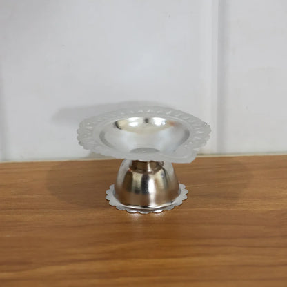 Stainless Steel Traditional Puja Diya Stand (1 Pc) - Zidbik