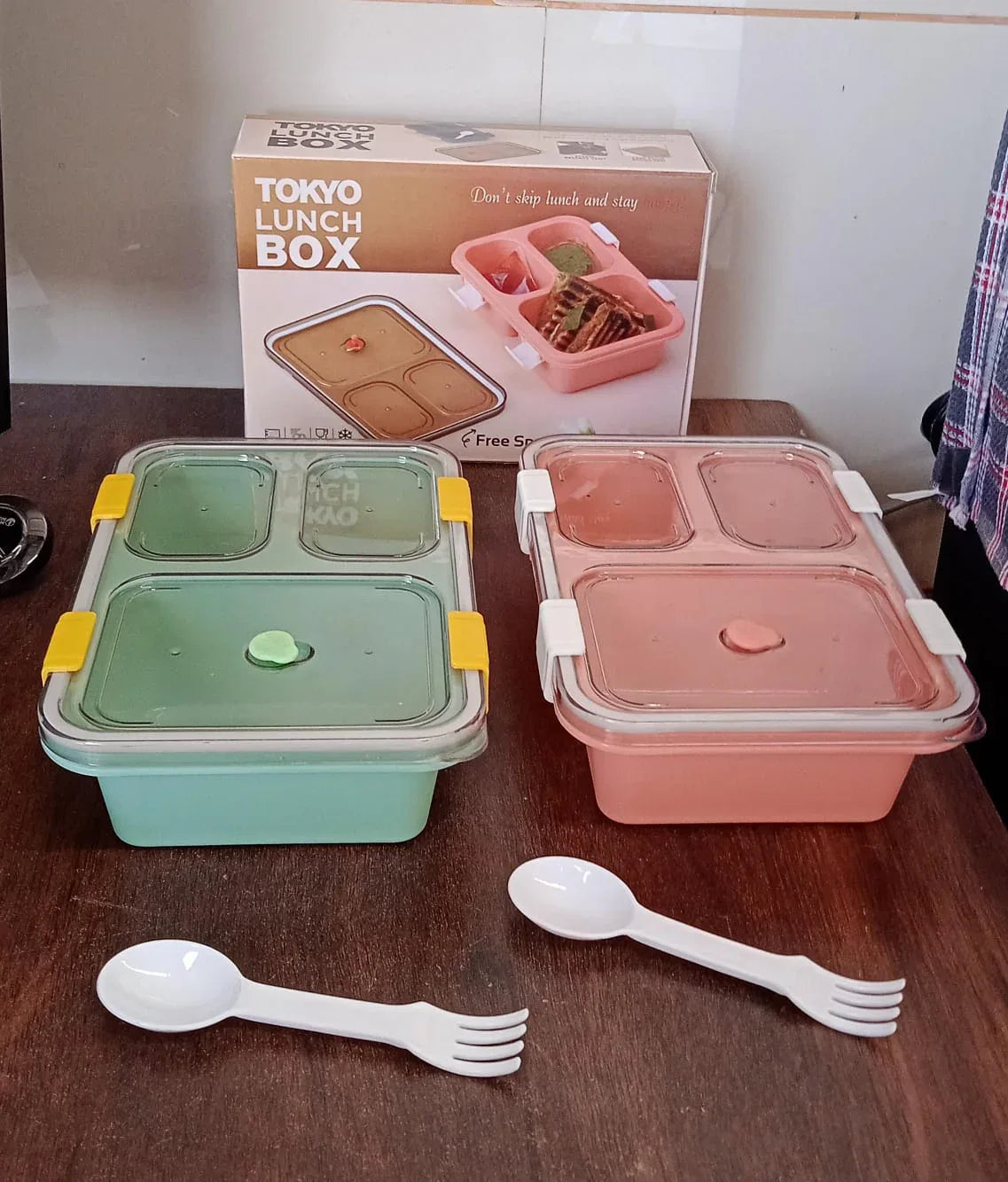 5627 Plastic Lunch Box For Kids Lunch Box For Kids 3 Compartment Insulated Lunch Box Tiffin Box For Boys Girls School Office Men (3 Compartment Lunch Box) - Zidbik