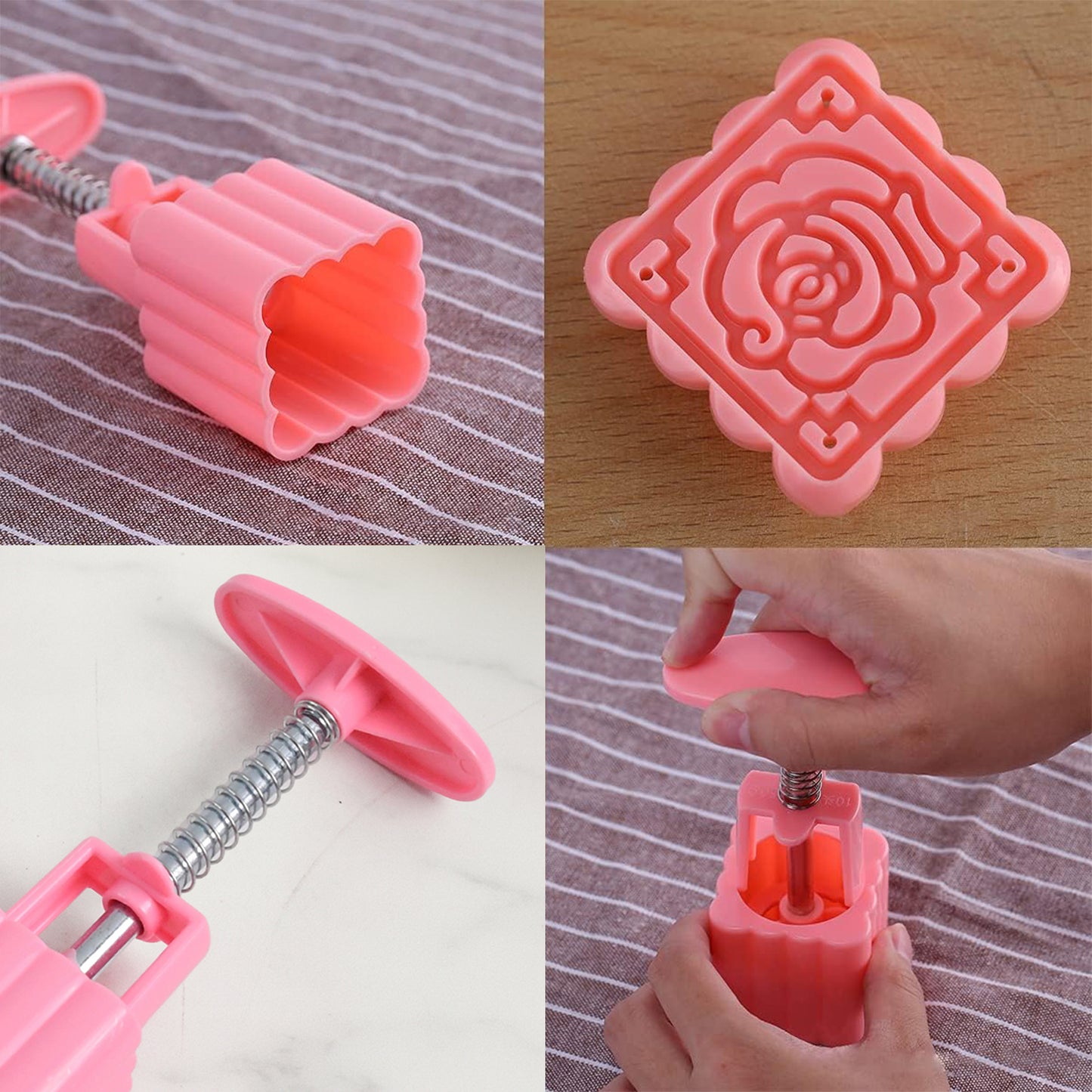Multipurpose Cookie Biscuit Stamp Mold Set With Press Handle - Zidbik