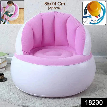 Kids Inflatable Sofa Chair With Backrest Foot Air Pump With Hose (1 Set 85x74 Cm Approx) - Zidbik