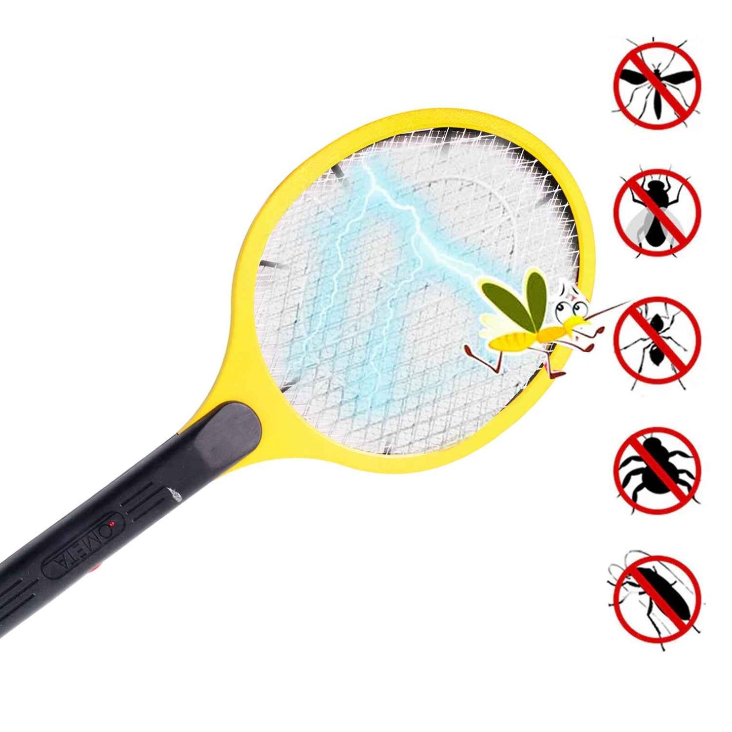 Yellow Rechargeable Electric Mosquito Killer Racket With Cable - Zidbik