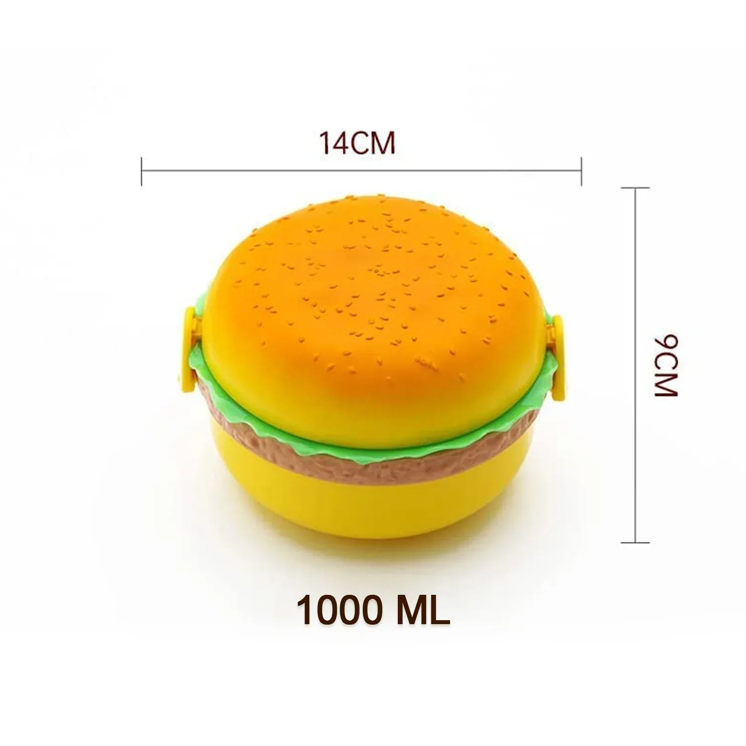 5313 Burger Shape Lunch Box Plastic Lunch Box Food Container Sets Double Layer Lunchbox 1000ml With 2 Spoon Applicable To Kids And Elementary School Students - Zidbik