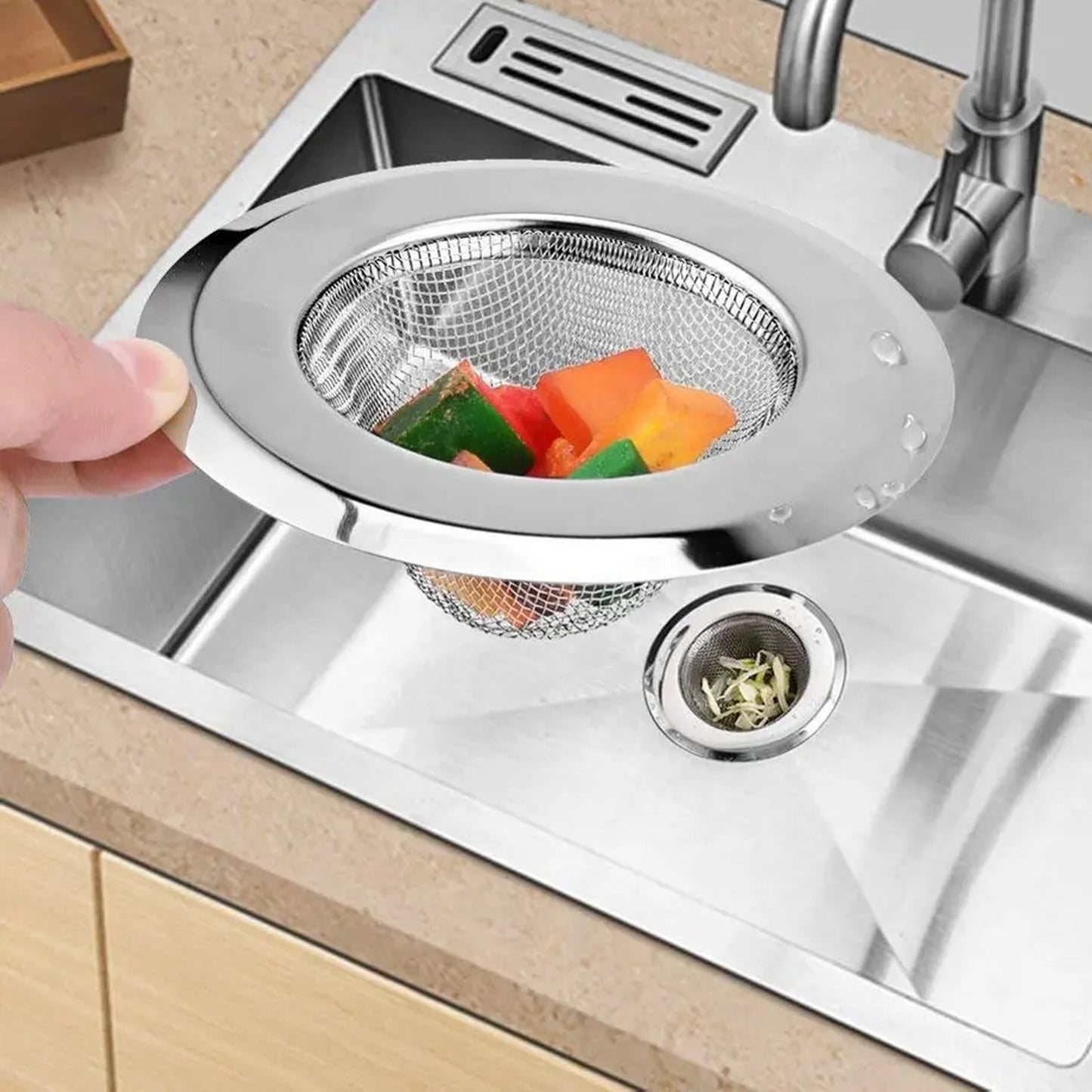 0701 Medium Size Stainless Steel Sink Strainer Kitchen Drain Basin Filter Stopper Drainer - Zidbik