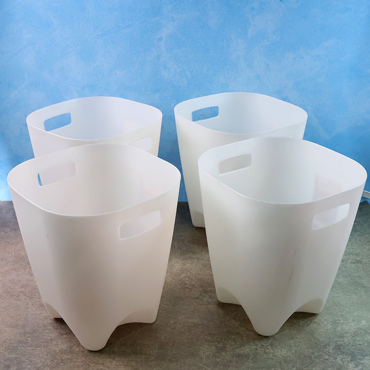 Modern Plastic Dustbin  Waste Paper Basket - (4 Pc) - Zidbik