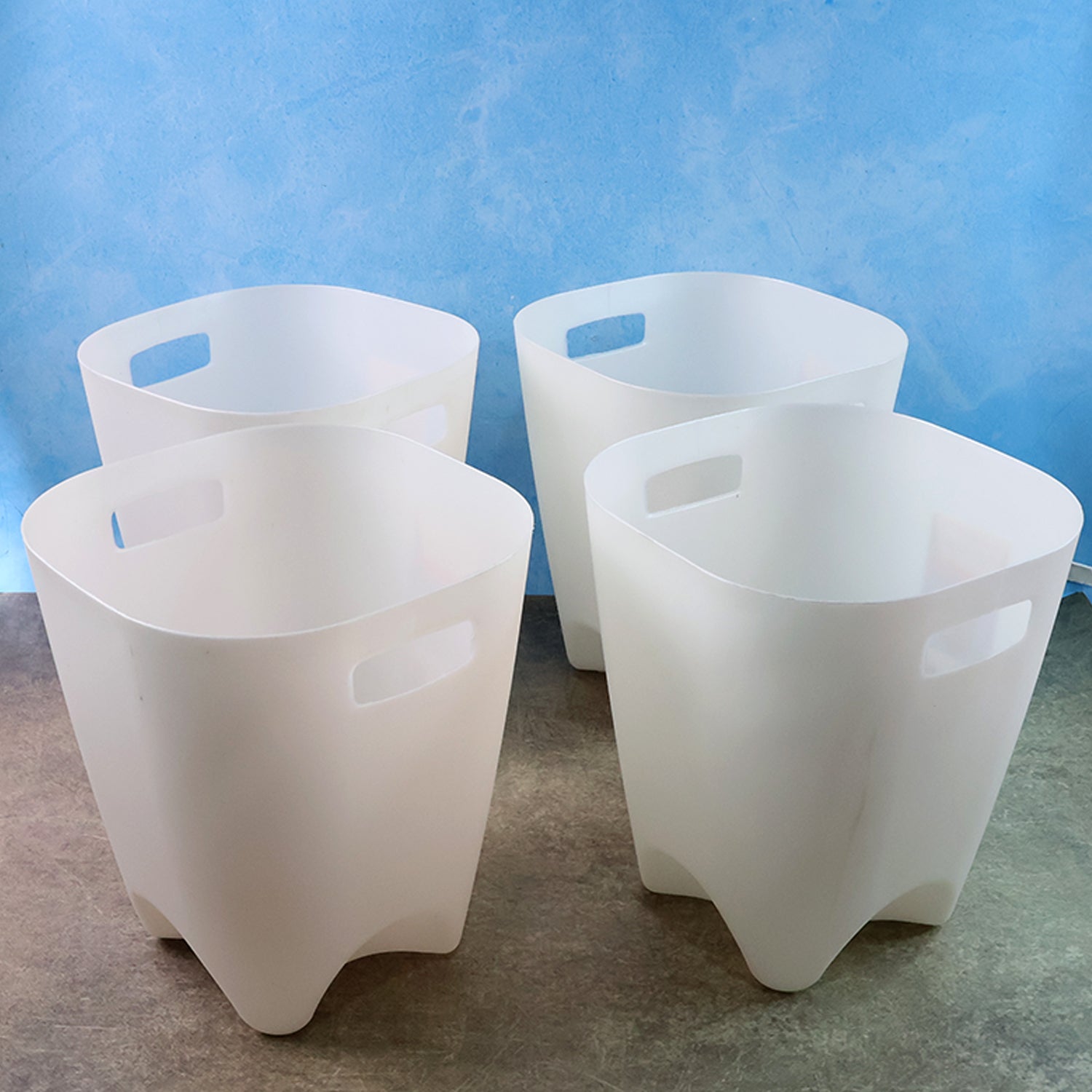 Modern Plastic Dustbin  Waste Paper Basket - (4 Pc) - Zidbik