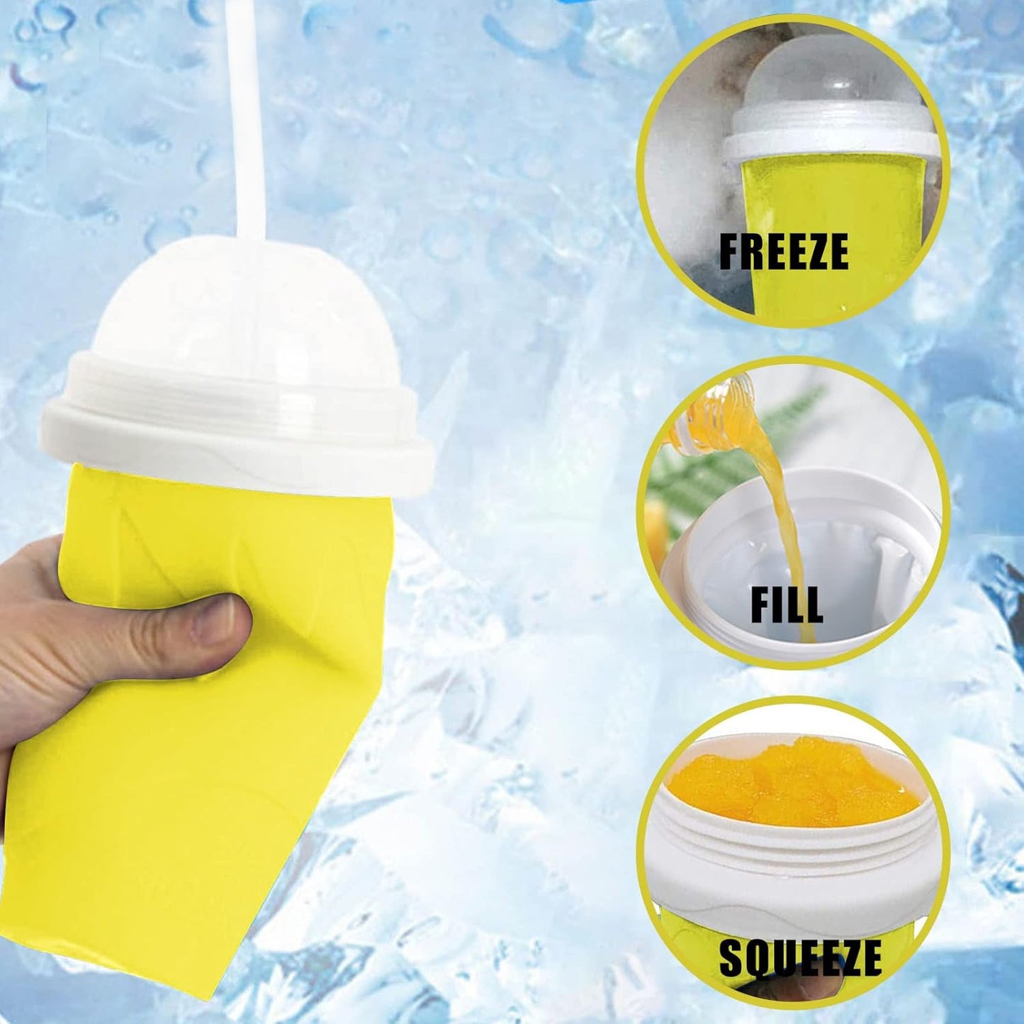 Smoothies Maker Cup Magic Quick Frozen Smoothies Cup Cooling Cup Double Layer Squeeze Cup Slushy Maker (1 Pc) - Zidbik