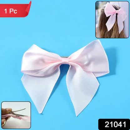 Elegant Satin Hair Bow Clip For Girls Women (1 Pc) - Zidbik