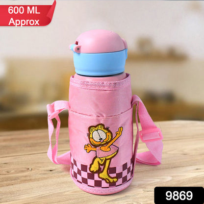 Thermos Steel Double Wall Vacuum Bottle With Cover  Strap 600ml Approx - Zidbik