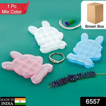 6557 Transparent Cartoon Bear Clear Plastic Storage Box Jewelry Box Jewelry Organizer Holder Cabinets For Small Objects (1 Pc) - Zidbik