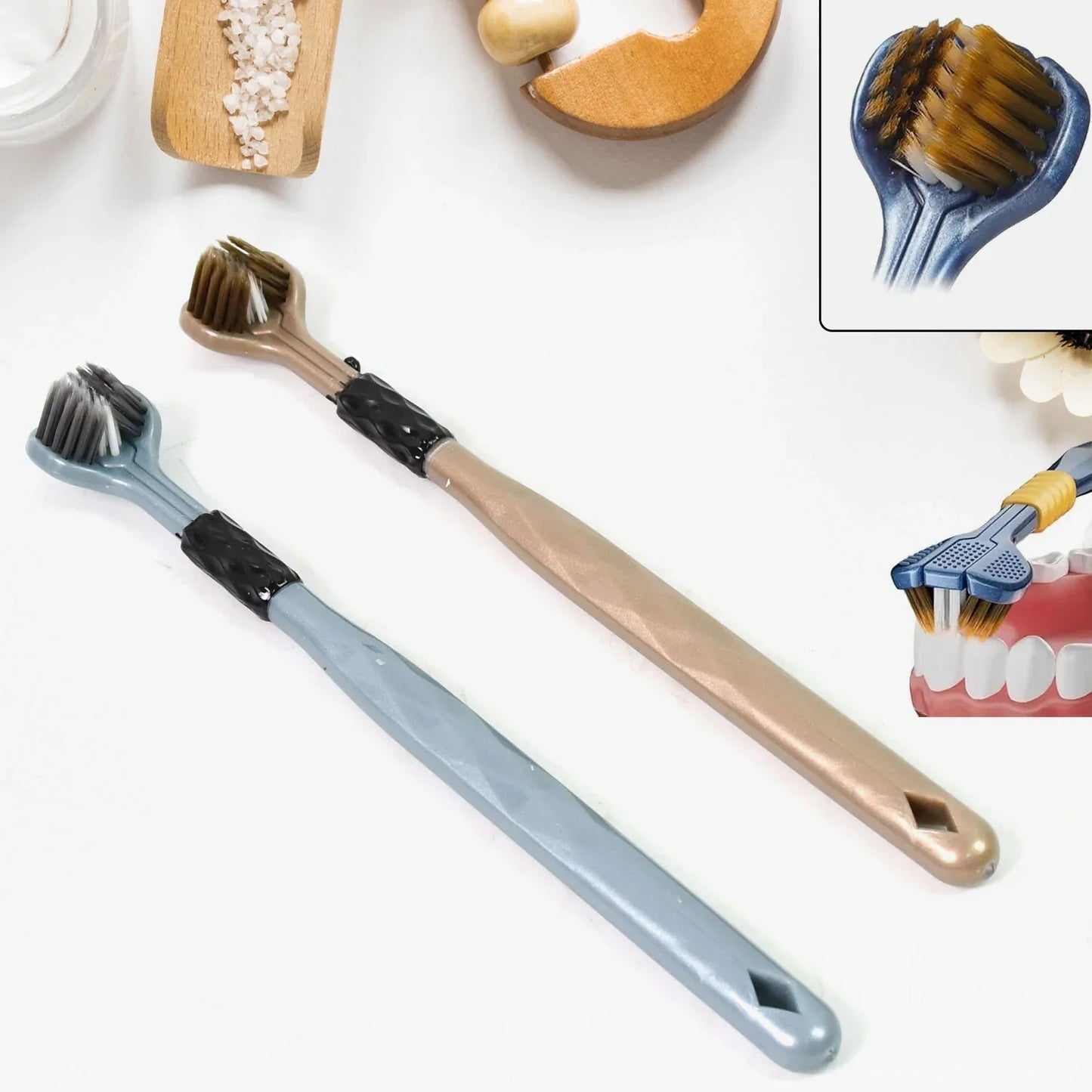 3 Sided Toothbrush Soft Bristle Toothbrush (2 Pc Set) - Zidbik