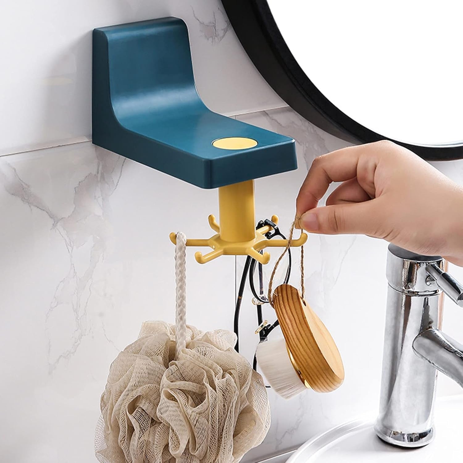 4605 360 Degree Rotating Self Adhesive Plastic Wall Hook Hanger Multifunctional Hanger With 6 Heavy Duty Claw Hooks - Zidbik