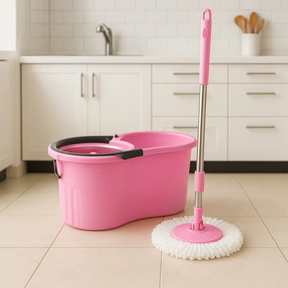 4942 Quick Spin Mop With Steel Spin Bucket Floor Cleaning Easy Wheels Big Bucket Floor Cleaning Mop With Bucket - Zidbik