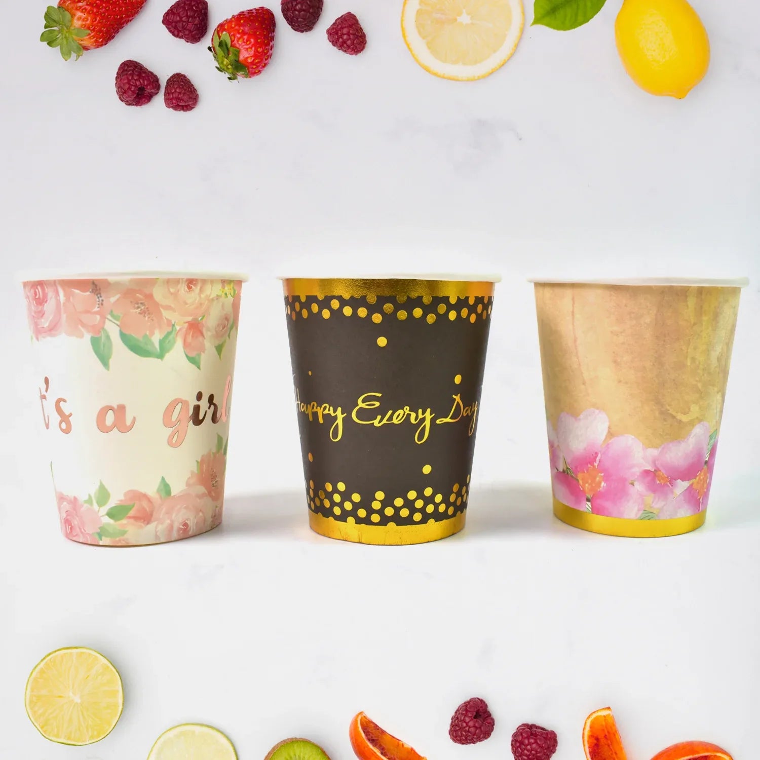 Disposable Paper Cups Disposable Tea Coffee Cups (3 Pcs Set Mix Color) - Zidbik
