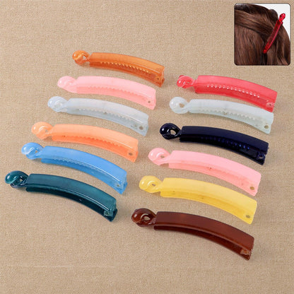 Multicolor Plastic Banana Hair Clips Set (12 Pc) - Zidbik