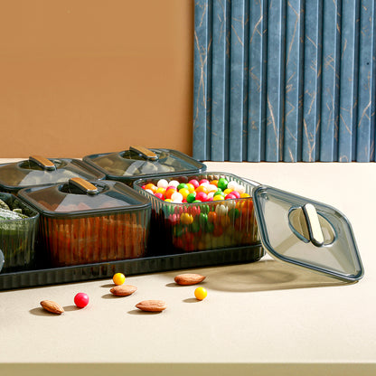 Liger Multipurpose Transparent Spice Jar Set With Tray And Lids 400ml Approx (6 Pc) - Zidbik