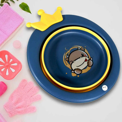 17514 Cartoon Shape Wash Basin Space Saving Multi Function Foldable Baby Wash Basin Easy Clean Lightweight Thicken For Washing Face For Home (33x31 Cm  1 Pc) - Zidbik