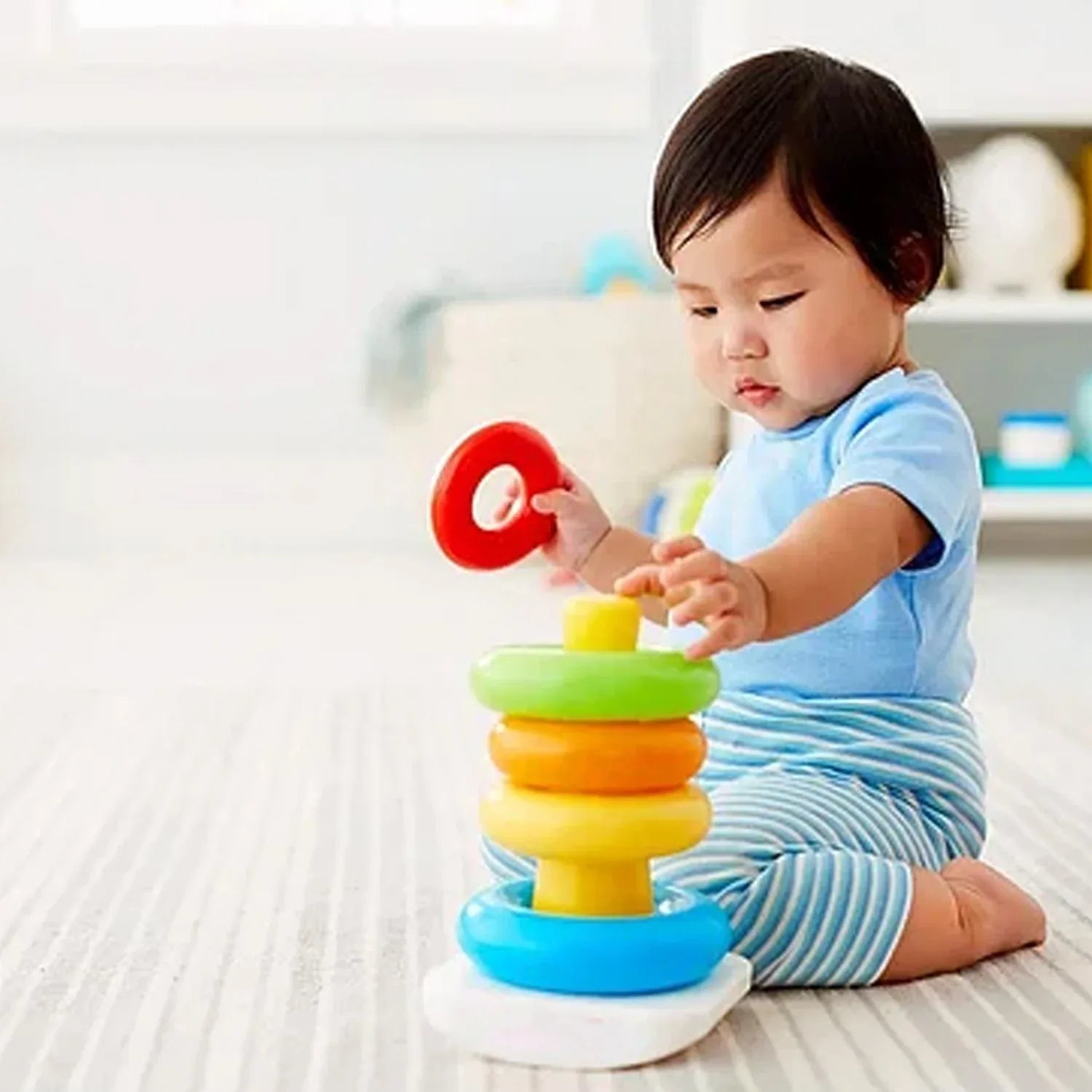 8017 Plastic Baby Kids Teddy Stacking Ring Jumbo Stack Up Educational Toy 5pc - Zidbik