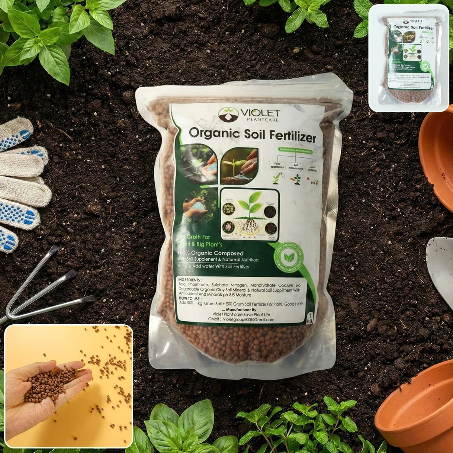 Red Organic Soil Fertilizer Granules (1 Kg Pack) - Zidbik