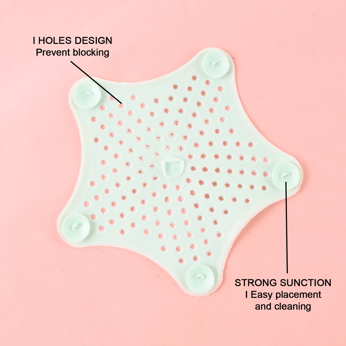 Mint Green Silicone Star Shaped Sink Filter Bathroom Hair Catcher Drain Strainers For Basin - Zidbik