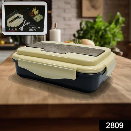 2809 Flex Lock Lunch Box – Portable Plastic & Wheat Straw Bento Container with 5 Compartments - Zidbik