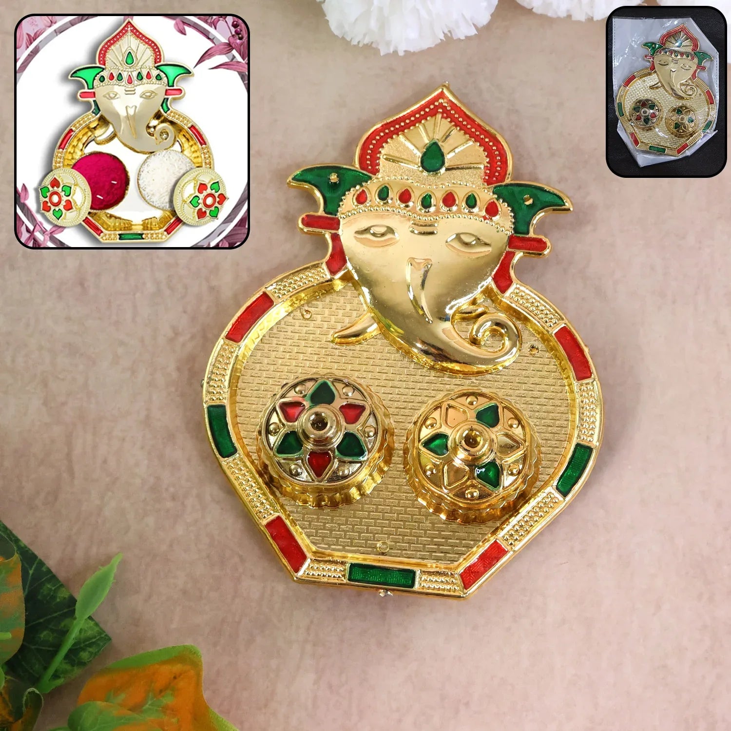 Ganesh Design Decorative Kumkum Box - (1 Pc) - Zidbik